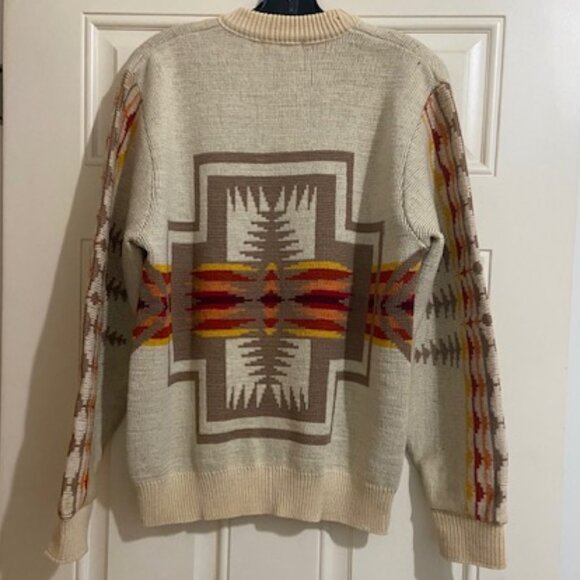 VINTAGE Pendleton Virgin Wool Harding Sweater Chief Joseph Pattern Size L - Picture 3 of 16